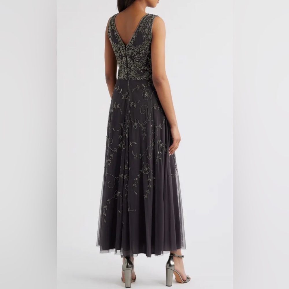 Pisarro Nights purple/navy Embellished Maxi Gown with Sheer Sleeves - Picture 3 of 7